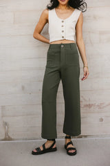 Sadie Wide Leg Pants in Olive - FINAL SALE