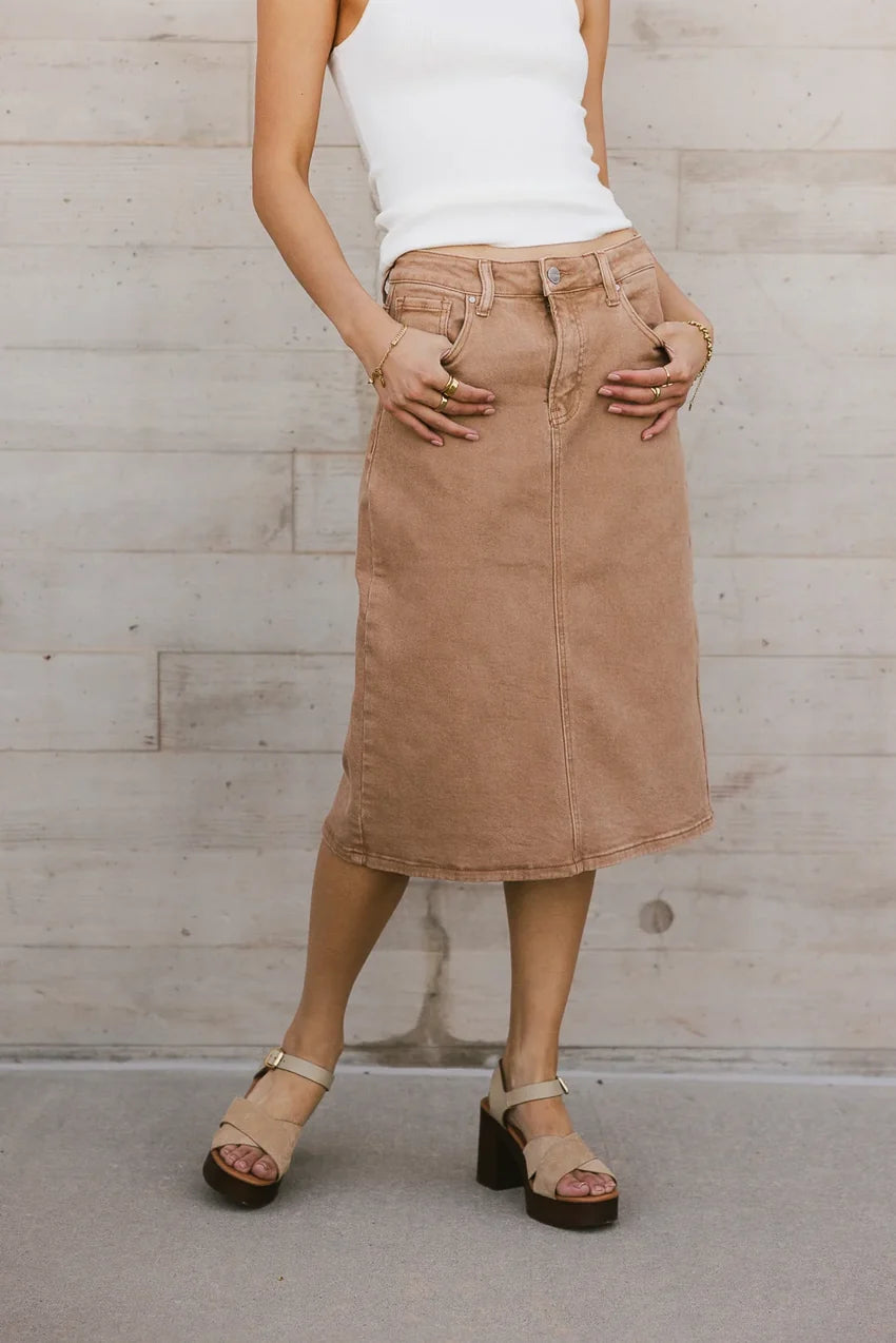 Jordan Denim Skirt in Tan - FINAL SALE