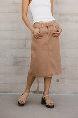Jordan Denim Skirt in Tan - FINAL SALE