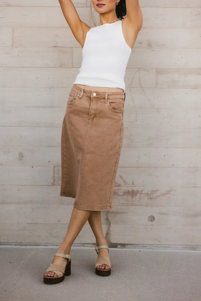 Jordan Denim Skirt in Tan - FINAL SALE