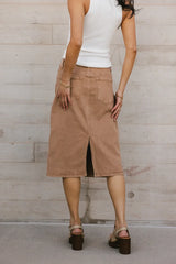 Jordan Denim Skirt in Tan - FINAL SALE