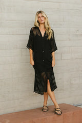Venetia Sheer Midi Dress in Black - FINAL SALE