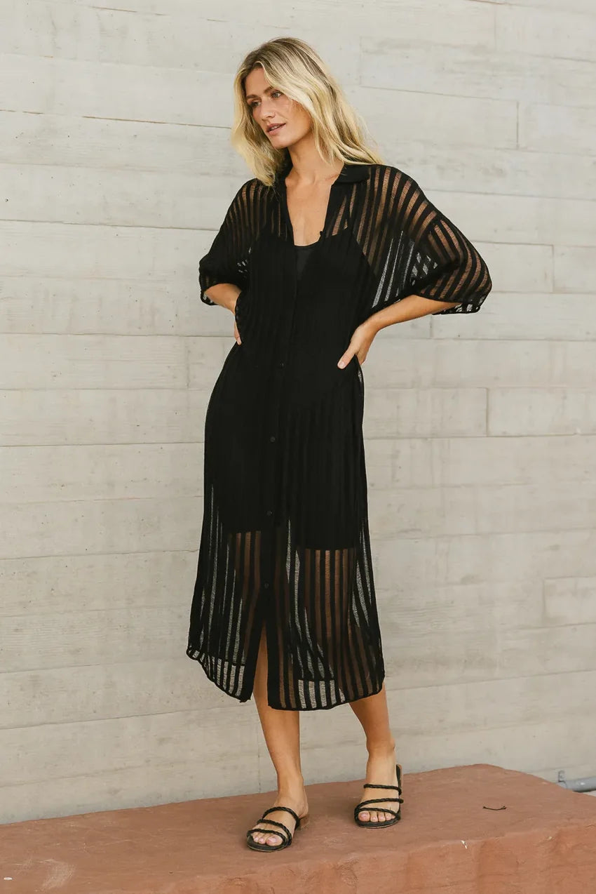 Venetia Sheer Midi Dress in Black - FINAL SALE