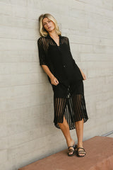 Venetia Sheer Midi Dress in Black - FINAL SALE
