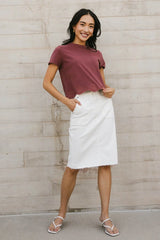 Nia Eyelet Lace Cropped Tee in Wine - FINAL SALE