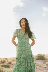 Manoella Floral Maxi Dress in Green - FINAL SALE