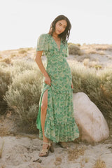 Manoella Floral Maxi Dress in Green - FINAL SALE