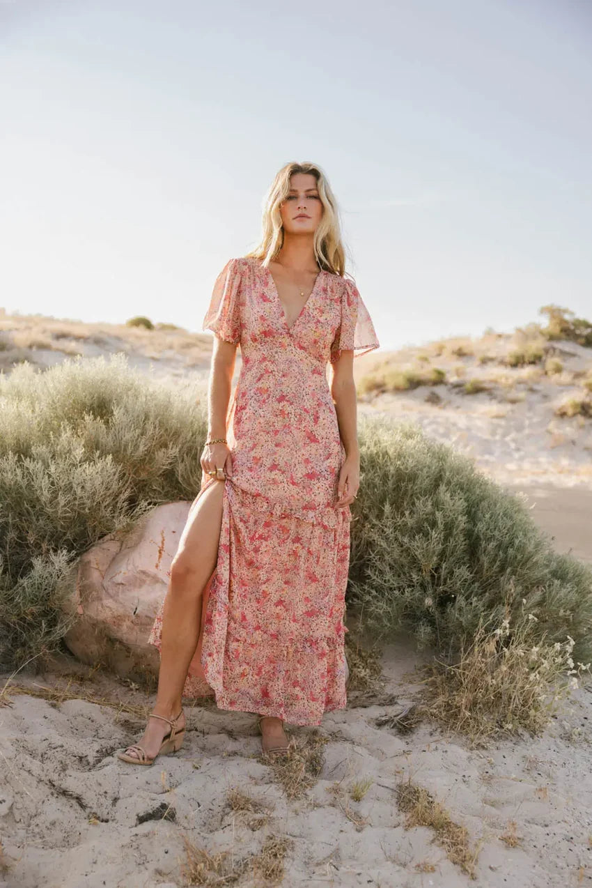Manoella Floral Maxi Dress in Red - FINAL SALE