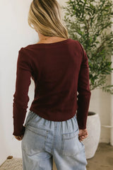 Tycee Fitted Top in Burgundy - FINAL SALE