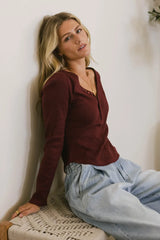 Tycee Fitted Top in Burgundy - FINAL SALE