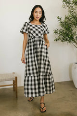 Jenna Gingham Maxi Dress in Black - FINAL SALE
