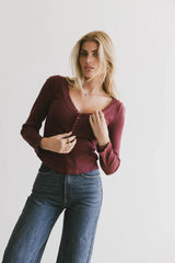 Tycee Fitted Top in Burgundy - FINAL SALE