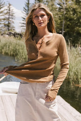 Conrad Fitted Waffle Tee in Camel - FINAL SALE