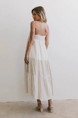 Demi Striped Midi Dress in Natural - FINAL SALE