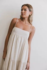 Demi Striped Midi Dress in Natural - FINAL SALE