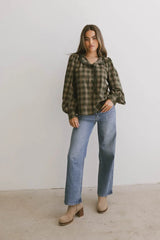 Rue Plaid Button Up in Hunter Green - FINAL SALE