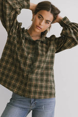 Rue Plaid Button Up in Hunter Green - FINAL SALE
