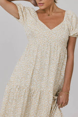 Amelia Ditsy Floral Dress in Yellow - FINAL SALE