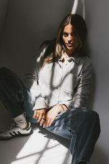 Mada Fleece Button Up in Grey - FINAL SALE