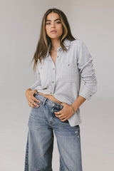 Mada Fleece Button Up in Grey - FINAL SALE