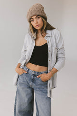 Mada Fleece Button Up in Grey - FINAL SALE