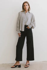 Niri Striped Button Up in Charcoal - FINAL SALE