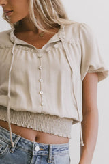 Pax Smocked Blouse in Sand - FINAL SALE