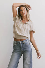 Pax Smocked Blouse in Sand - FINAL SALE