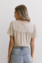 Pax Smocked Blouse in Sand - FINAL SALE