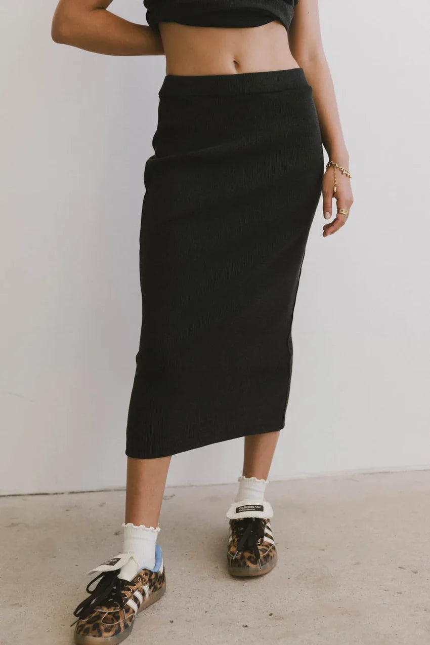 Calais Ribbed Skirt in Black - FINAL SALE