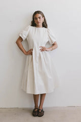 Eliana Pleated Midi Dress in Cream - FINAL SALE