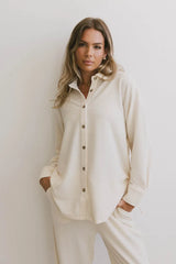 Etta Button Up in Beige - FINAL SALE