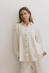 Etta Button Up in Beige - FINAL SALE