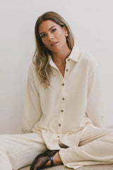 Etta Button Up in Beige - FINAL SALE