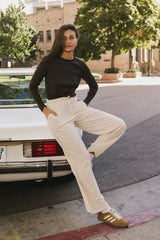 Erin Striped Top in Black - FINAL SALE
