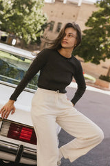 Erin Striped Top in Black - FINAL SALE