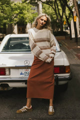 Rylie Denim Maxi Skirt in Rust - FINAL SALE