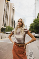 Wrenna Fuzzy Sweater Top in Rust - FINAL SALE