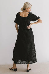 Devon Eyelet Lace Maxi Dress in Black - FINAL SALE