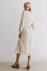 Andee Embroidered Midi Dress in Champagne - FINAL SALE