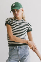 Wrenna Fuzzy Sweater Top in Hunter Green - FINAL SALE