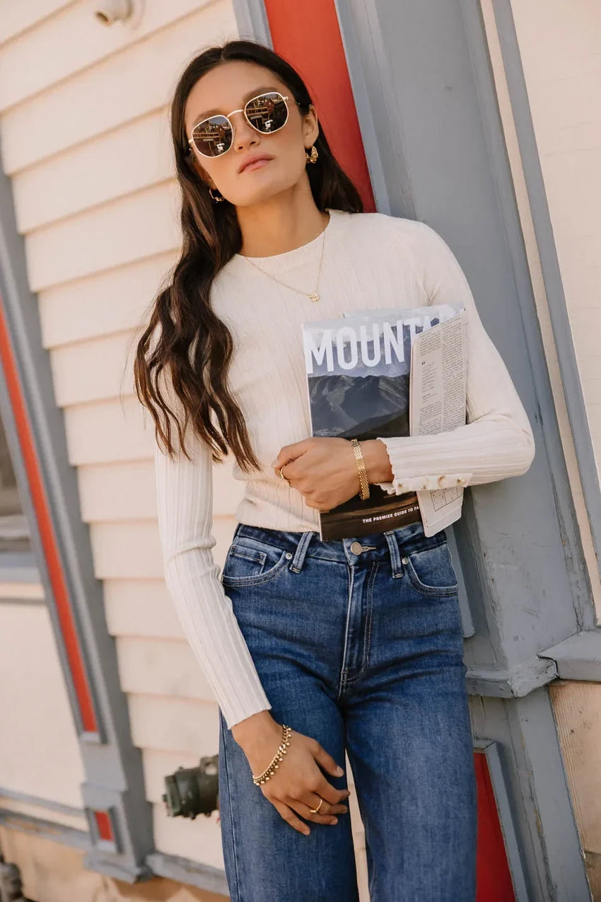 Lonnie Button Sleeve Sweater in Oatmeal - FINAL SALE