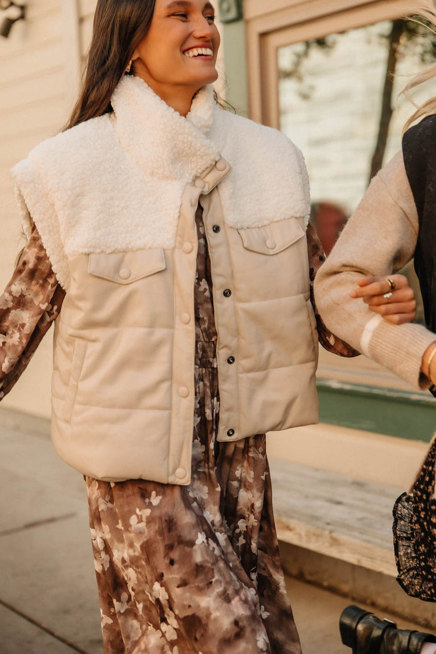 Lets Get Lost Vegan Vest in Cream - FINAL SALE