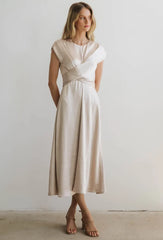 Rosalind Midi Dress in Champagne - FINAL SALE