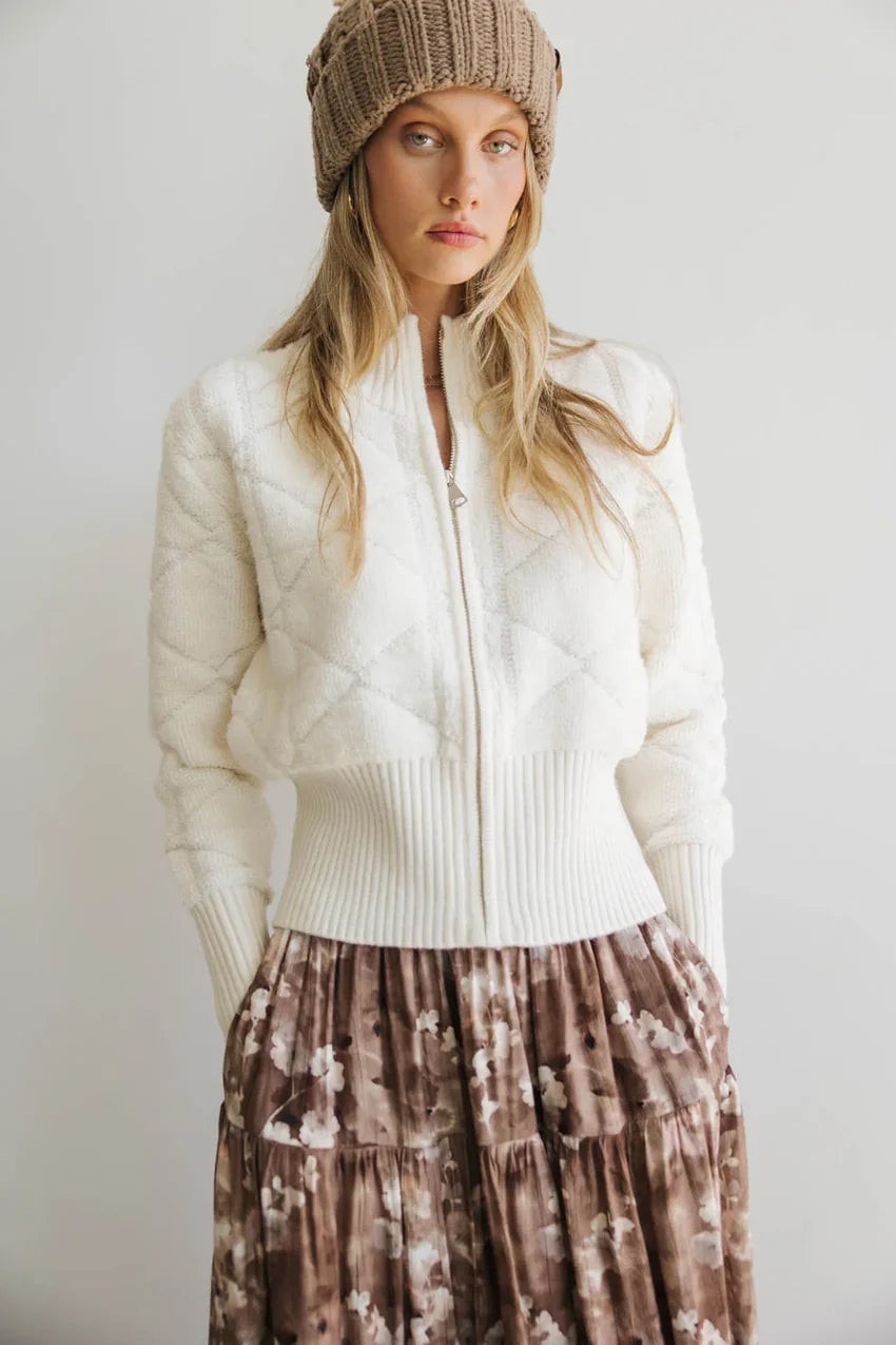 Sheena Quilted Jacket in Ivory - FINAL SALE