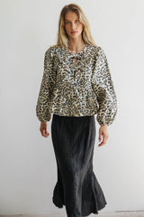 Maggie Peplum Tie Blouse in Leopard - FINAL SALE