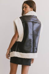 Last Night Sherpa Lined Vest in Black - FINAL SALE