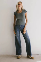 Freya Ribbed Top in Teal - FINAL SALE