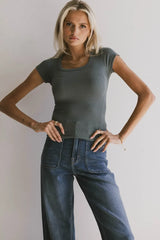 Freya Ribbed Top in Teal - FINAL SALE