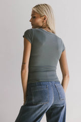 Freya Ribbed Top in Teal - FINAL SALE